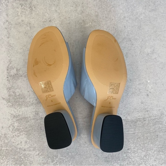 J. Crew || 1997 Mules in Patent Leather Icy Blue 8 Heels Slides Sandals - Picture 7 of 9